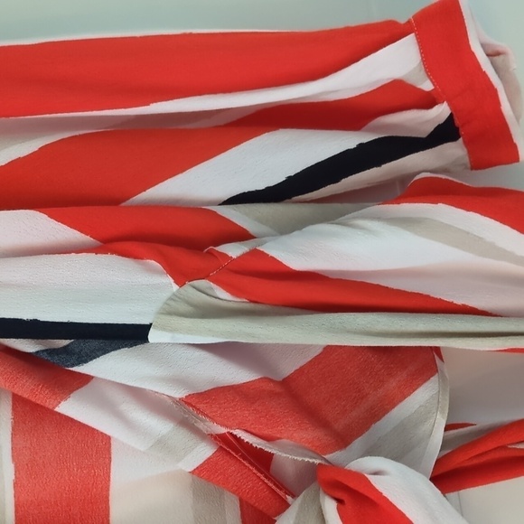 Zara wrap color block red white striped blouse - Picture 4 of 9